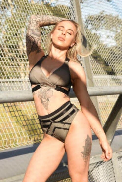 Tatiana Activewear Yuki Shorts - Black Mesh -Pole Dance Clothing Shop Nude Black Pole Clothes by Tatiana Active