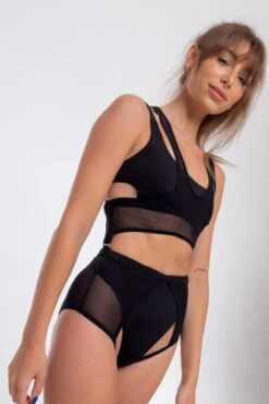 Nona Perkasa Orchid Body Harness - Black/Black -Pole Dance Clothing Shop OrchidHBLack05