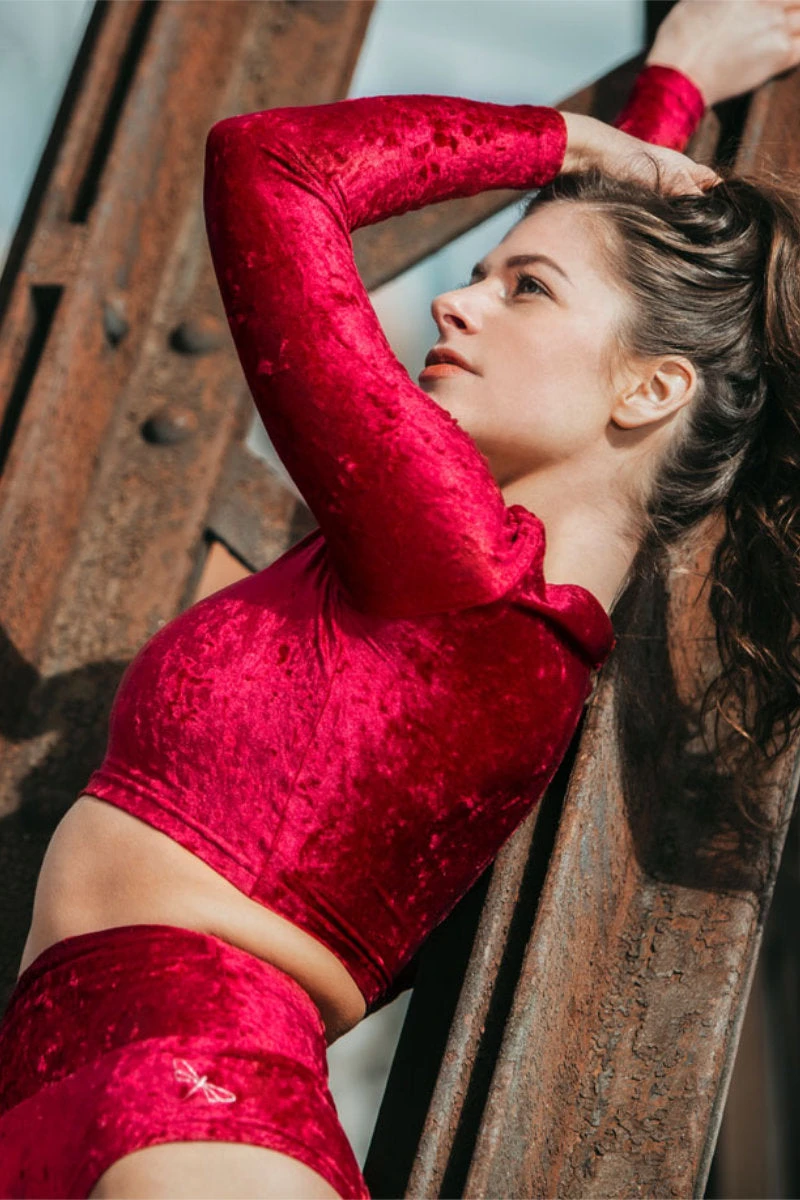 Dragonfly Pavi Crop Top - Velvet Red 1 Dragonfly Pavi Crop Top - Velvet Red