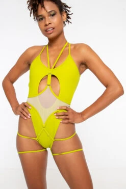 Nona Perkasa Queen Of The Night Body Garter - Vert/Sand -Pole Dance Clothing Shop QOTNGarterVert09