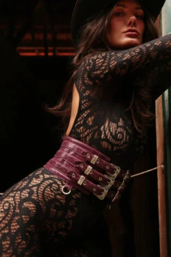 Rolling Triple Buckle Belt Harness - Plum -Pole Dance Clothing Shop RollingHaras 892