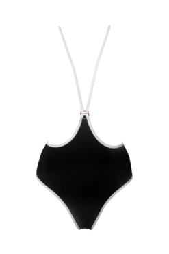 Hamade Activewear Neck Ring High Waisted Bottoms - Black/White Binding -Pole Dance Clothing Shop SS22 03