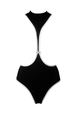 Hamade Activewear Neck Ring High Waisted Bottoms - Black/White Binding -Pole Dance Clothing Shop SS22 05