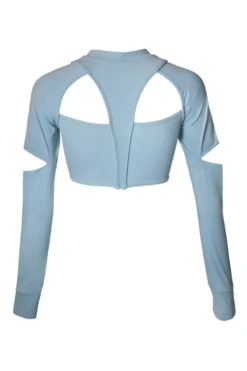 Hamade Activewear Scoop Neck Long Sleeve Top - Light Blue -Pole Dance Clothing Shop SS22 20