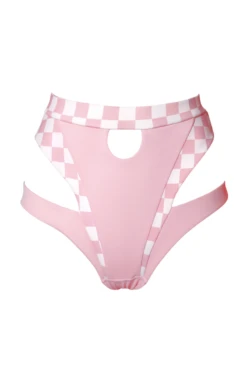 Hamade Activewear High Waisted Bottoms - Checkered Light Pink -Pole Dance Clothing Shop SS23 03
