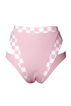 Hamade Activewear High Waisted Bottoms - Checkered Light Pink -Pole Dance Clothing Shop SS23 04