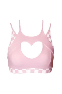 Hamade Activewear Heart Cut Out Top - Checkered Light Pink 14 Hamade Activewear Heart Cut Out Top - Checkered Light Pink -Pole Dance Clothing Shop SS23 05 1
