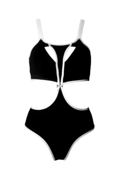 Hamade Activewear Neck Ring High Waisted Bottoms - Black/White Binding -Pole Dance Clothing Shop SS23 19 00305efc 9837 467c a78b 82adac422854