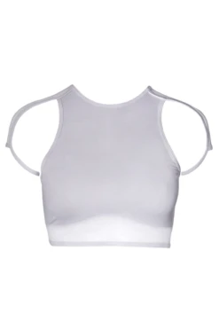 Hamade Activewear High Scoop Neck Crop Top - Light Grey -Pole Dance Clothing Shop SS23 25
