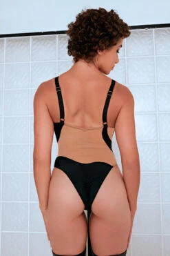 CXIX Silhouette One-Piece Bodysuit - Black With Cream Mesh -Pole Dance Clothing Shop Sand CXIX Silhouette Mesh bodysuit dance dancewear fahsion