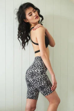 Lunalae Zeta Biker Shorts - Grey Leopard