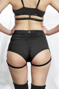 Lunalae Lure You High Waisted Garter Shorts - Black -Pole Dance Clothing Shop Shot 19 008blackcrop 1 1