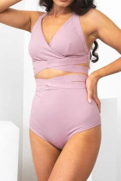 Lunalae Tara High Waisted Bottoms - Recycled Mauve 6 Lunalae Tara High Waisted Bottoms - Recycled Mauve -Pole Dance Clothing Shop TaraHighWaistBottoms11