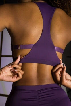 Tatiana Activewear Isla Top - Purple 10 Tatiana Activewear Isla Top - Purple -Pole Dance Clothing Shop Tatiana Active Isla Purple High Waisted Mesh Low Cut Pole Wear Set 2 7