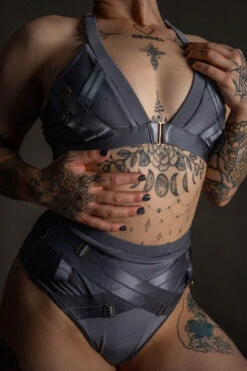 Tatiana Activewear Faye Shorts - Shiny Gunmetal -Pole Dance Clothing Shop TatianaActive FayeGunmetalGreyBlueMetallicHighWaistedPoleWearDancingSet 5935 f8acd6e6 517b 4056 9d2a 0d2c84f10655