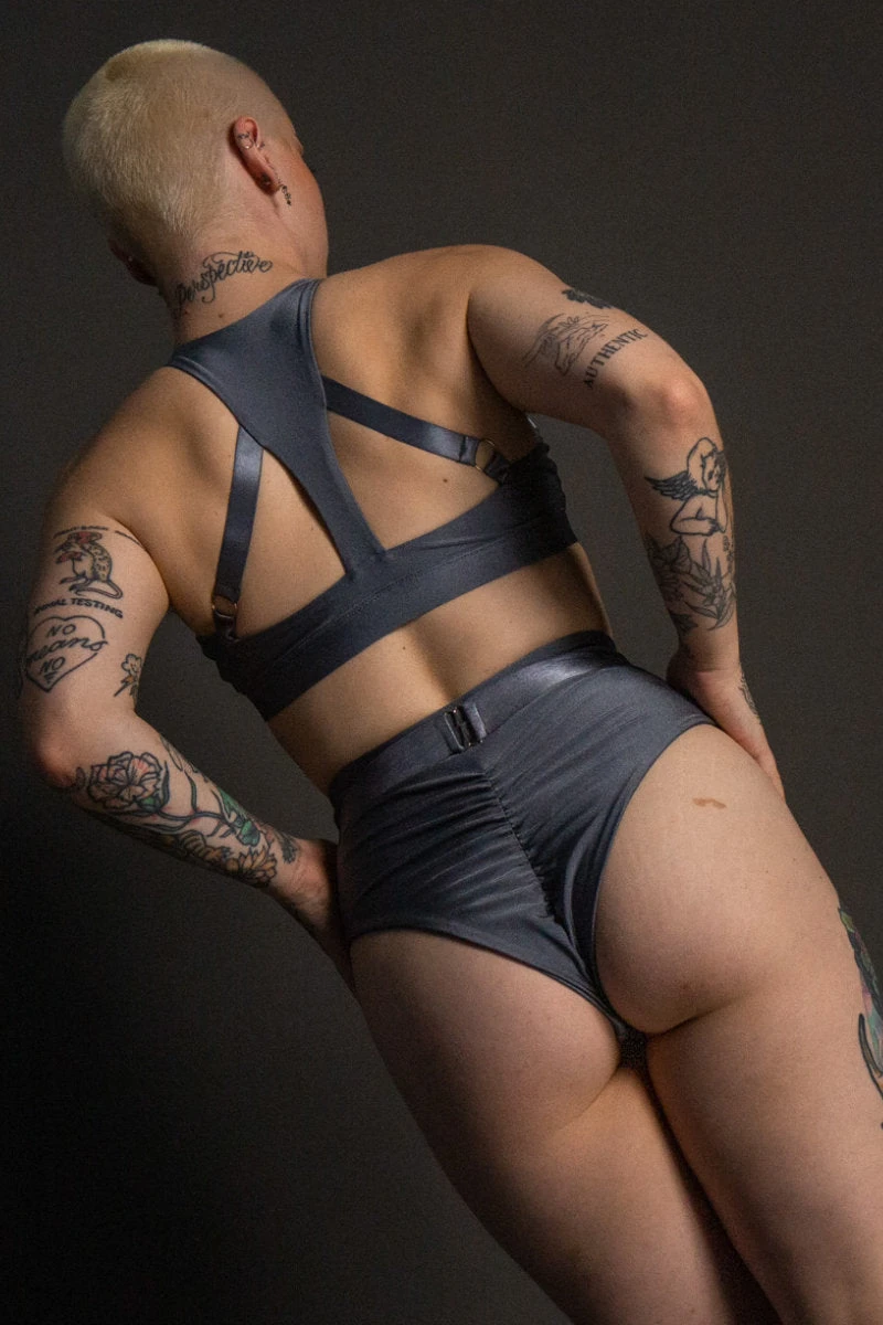 Tatiana Activewear Faye Top - Shiny Gunmetal 2 Tatiana Activewear Faye Top - Shiny Gunmetal - Image 2