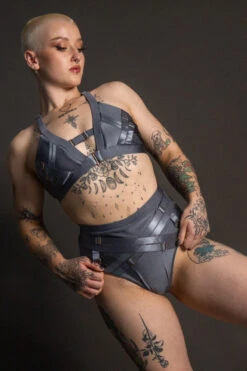 Tatiana Activewear Faye Shorts - Shiny Gunmetal