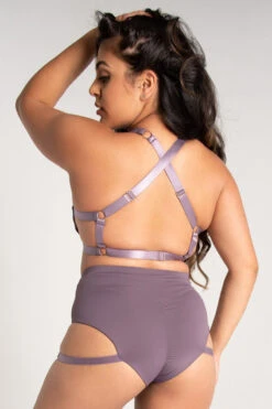 Tatiana Activewear Tokio Shorts - Mauve -Pole Dance Clothing Shop TatianaActive TokioMauveStrappyGarterPoleWearSet 1295