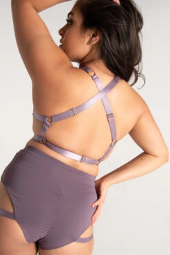Tatiana Activewear Tokio Shorts - Mauve -Pole Dance Clothing Shop TatianaActive TokioMauveStrappyGarterPoleWearSet 1317