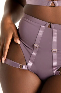 Tatiana Activewear Tokio Shorts - Mauve -Pole Dance Clothing Shop TatianaActive TokioMauveStrappyGarterPoleWearSet 7926
