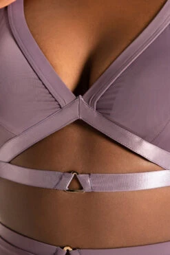 Tatiana Activewear Tokio Top - Mauve -Pole Dance Clothing Shop TatianaActive TokioMauveStrappyGarterPoleWearSet 7944
