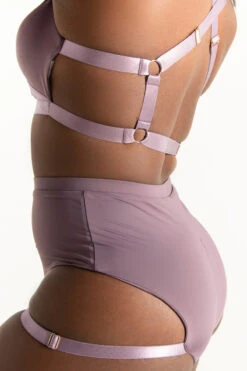 Tatiana Activewear Tokio Shorts - Mauve -Pole Dance Clothing Shop TatianaActive TokioMauveStrappyGarterPoleWearSet 7979