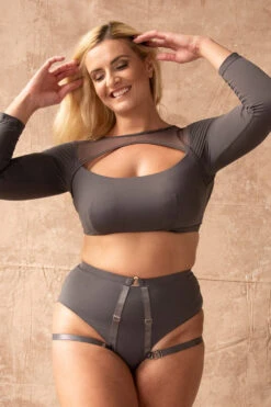 Tatiana Activewear Esme Top - Charcoal -Pole Dance Clothing Shop TatianaActiveEsmeCharcoalLongSleeveTop 0862cropped 05034cc2 5a63 461c bed4 7cc379adb3ca