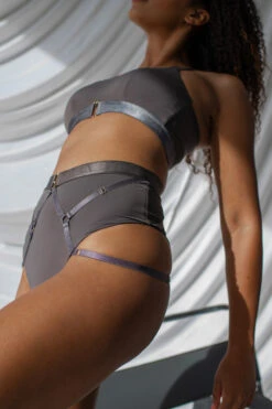 Tatiana Activewear Perla Shorts - Charcoal -Pole Dance Clothing Shop TatianaActivePerlaCharcoalPoleWearSet 0060