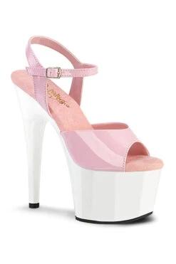 Pleaser USA Adore-709 7inch Pleasers - Patent Baby Pink/White