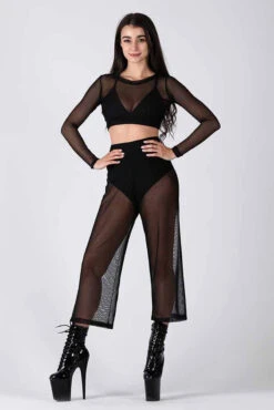 REV ACTIV Mesh Flow Pants - Black 7 REV ACTIV Mesh Flow Pants - Black -Pole Dance Clothing Shop black mesh long set pleasure 2 1