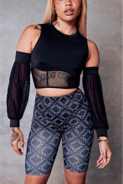 CXIX 119 Corset Top With Sleeves - Black