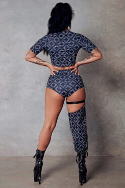 CXIX 119 Chaps - Black Print -Pole Dance Clothing Shop black cropped tee monogram fashion streetwear CXIX 119 c118dbae e4e0 412c a5c4 a23956185c4c