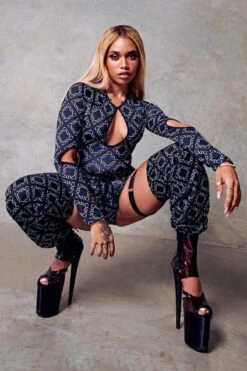 CXIX 119 Chaps - Black Print -Pole Dance Clothing Shop bodysuit CXIX black monogram fashion poledance 119 8744d67a cac5 4d40 92c5 8baab2a1edd8