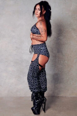 CXIX 119 Bralette - Black Print -Pole Dance Clothing Shop bralette black 119 CXIX polewear monogram fashion