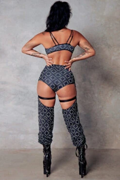 CXIX 119 Bralette - Black Print -Pole Dance Clothing Shop bralette black monogram CXIX 119 fashion polewear