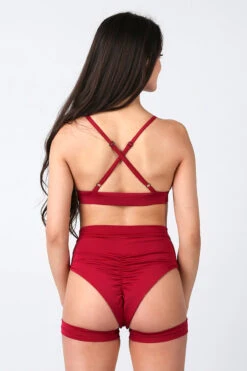 REV ACTIV Bomb Garter Shorts - Cherry -Pole Dance Clothing Shop cherry triangle top cherry bomb shorts 1 1