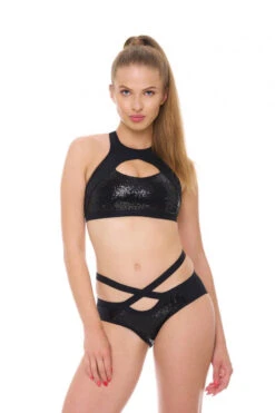 Bandurska Cosmic Top - Black Sequin -Pole Dance Clothing Shop cosmic set2