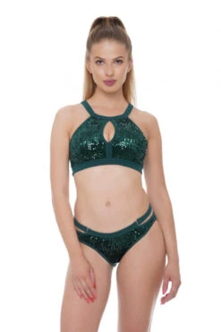 Bandurska Eclipse Top - Green Sequin -Pole Dance Clothing Shop eclipse set