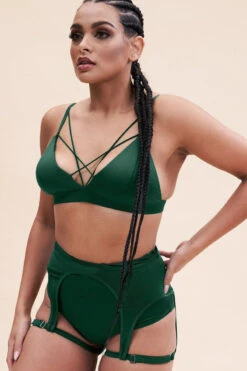 Lunalae Lily Top - Recycled Moss Green -Pole Dance Clothing Shop lily bra recycled moss green top 38231050944759