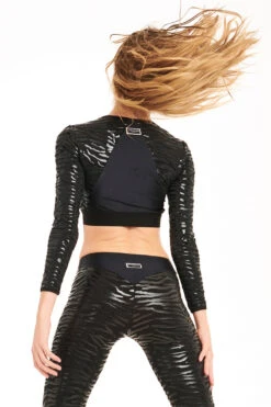 Paradise Chick Superhero Series Sticky Crop Top - Black Zebra -Pole Dance Clothing Shop originalstickyzebra3top