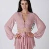 REV ACTIV Mesh Wrap Blouse - Pink