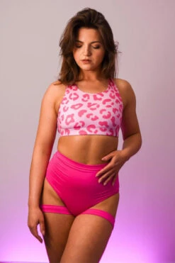 Pole Addict Basic Straps Garter Shorts - Neon Pink -Pole Dance Clothing Shop pink strap