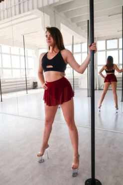 REV ACTIV Mesh Skirt Bottoms- Wine -Pole Dance Clothing Shop rev3