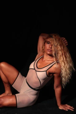 Rolling Vertigo Bodysuit - Beige/Black -Pole Dance Clothing Shop rollings0129 666af02c 2a4b 4b7a 9693 bb9d0320c42a 1