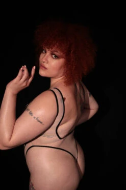 Rolling Vertigo Bodysuit - Beige/Black -Pole Dance Clothing Shop rollings0208