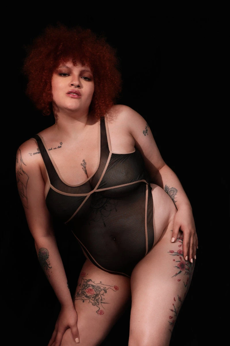 Rolling Vertigo Bodysuit - Black/Beige 4 Rolling Vertigo Bodysuit - Black/Beige - Image 4