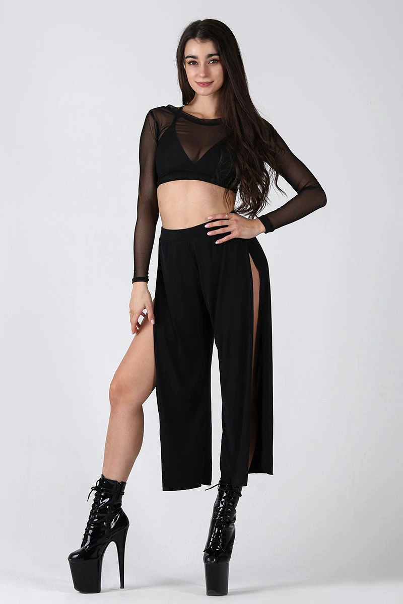 REV ACTIV Sensual Flow Pants (with Leg Slit) - Black 1 REV ACTIV Sensual Flow Pants (with Leg Slit) - Black