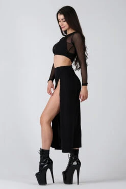 REV ACTIV Sensual Flow Pants (with Leg Slit) - Black 10 REV ACTIV Sensual Flow Pants (with Leg Slit) - Black -Pole Dance Clothing Shop sensual black pants with slit 3 1