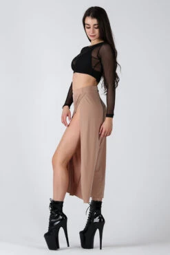 REV ACTIV Sensual Flow Pants (with Leg Slit) - Coffee 8 REV ACTIV Sensual Flow Pants (with Leg Slit) - Coffee -Pole Dance Clothing Shop sensual coffee pants with slits 3