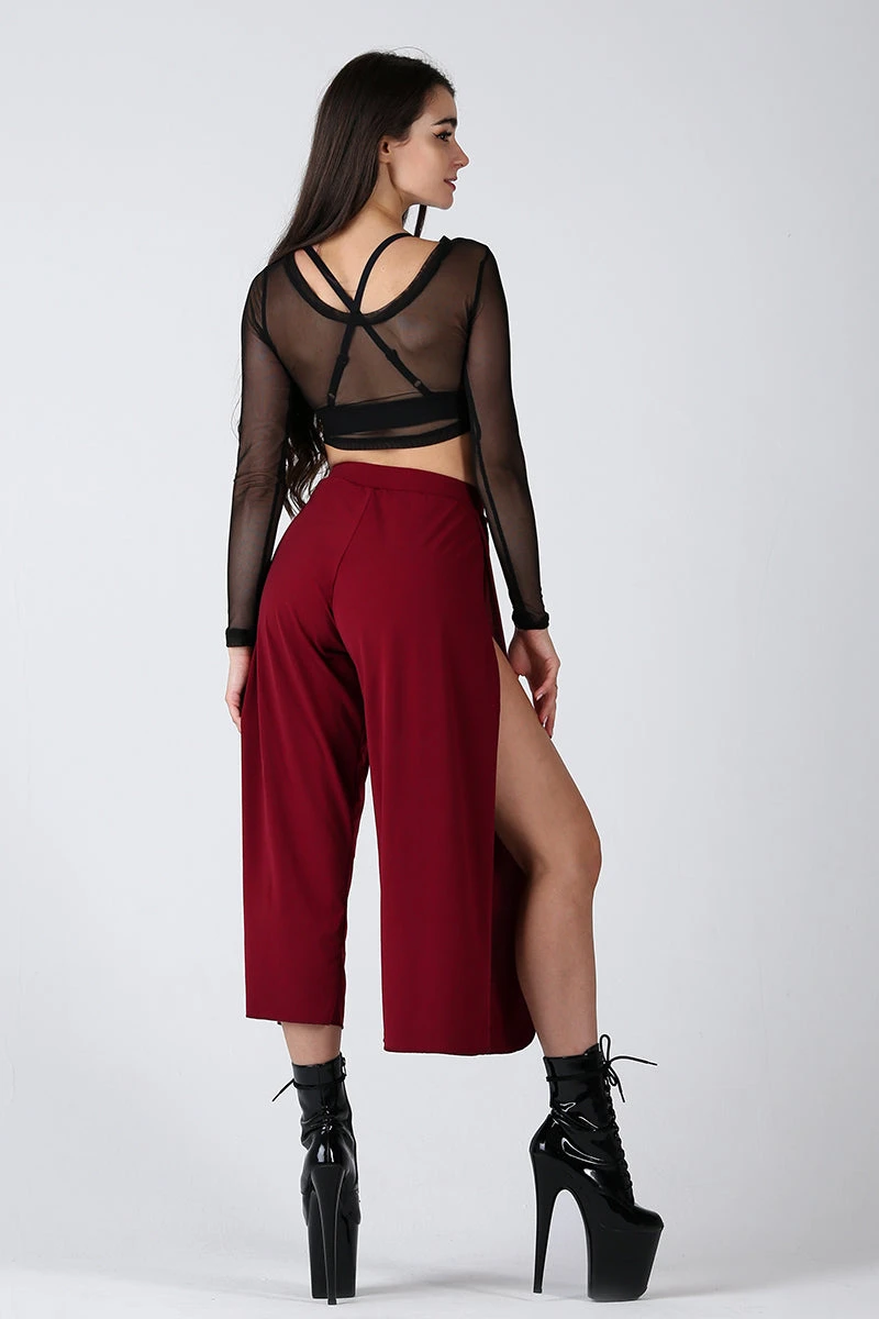 REV ACTIV Sensual Flow Pants (with Leg Slit) - Wine 1 REV ACTIV Sensual Flow Pants (with Leg Slit) - Wine